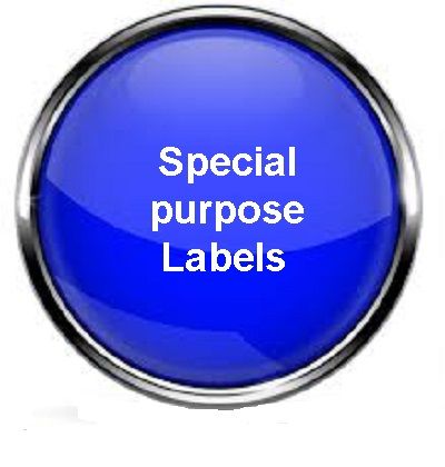 Special purpose labels dark blue button