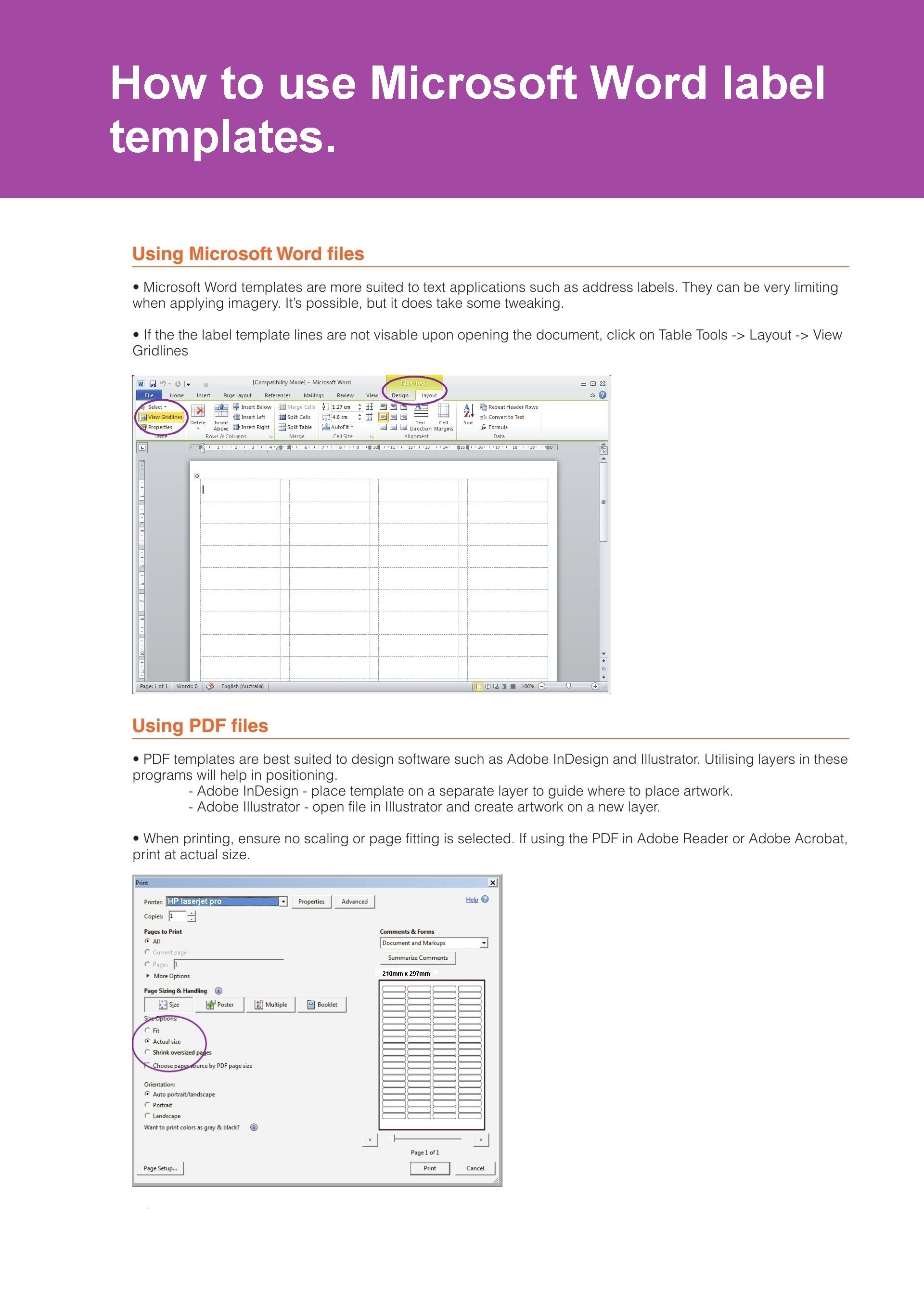 How to use Microsoft Word label templates How to use Microsoft Word label templates