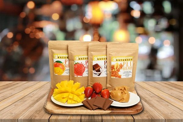 Packets of pet Gelato for dogs