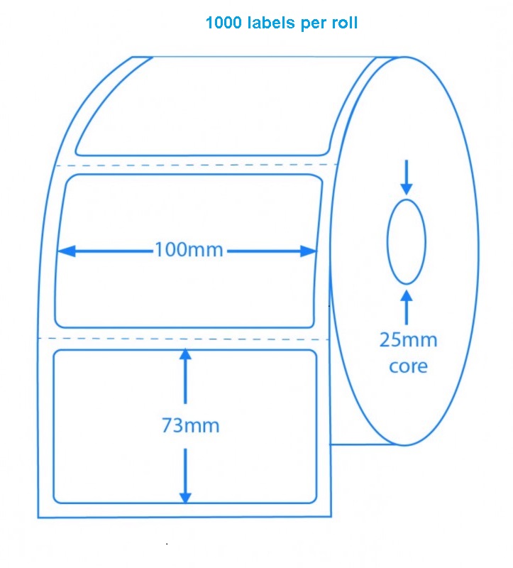 Direct thermal removable cabinetry labels 100mm x 73mm 1000 labels per roll